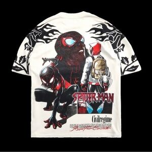 OS Large Civil Regime x Marvel "Swinging Through Chaos" Spider-Man Tee in Cream